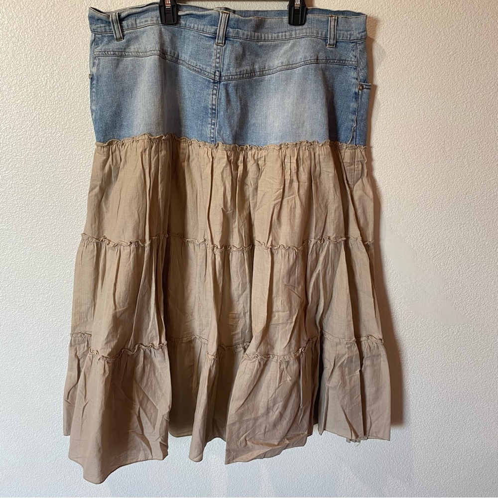NY Collection Denim Mixed Media Tiered Skirt Womens Size 1X - Picture 5 of 6